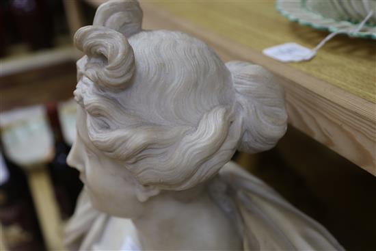 A carved marble bust of Diana the Huntress, height 57cm
